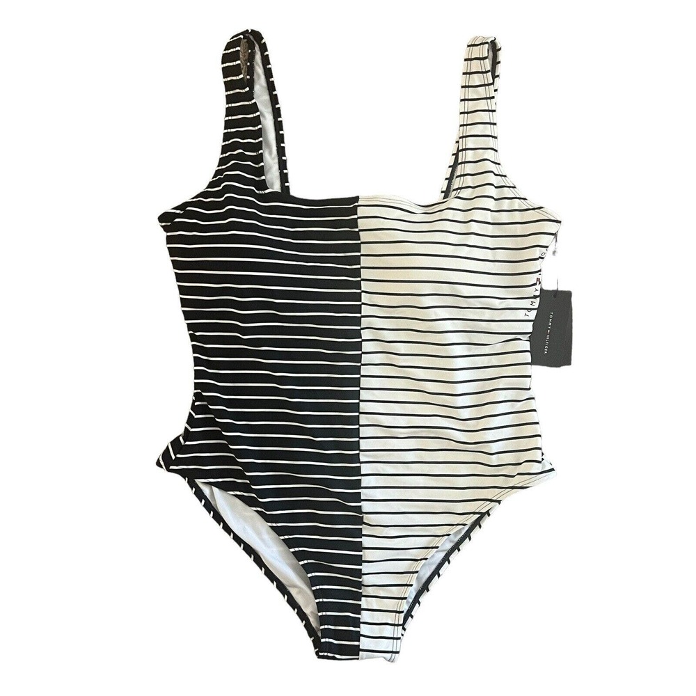 Tommy Hilfiger SAIL AWAY STRIPE SKY CAPTAIN/SOFT WHITE One-Piece Swimsuit Sz 18